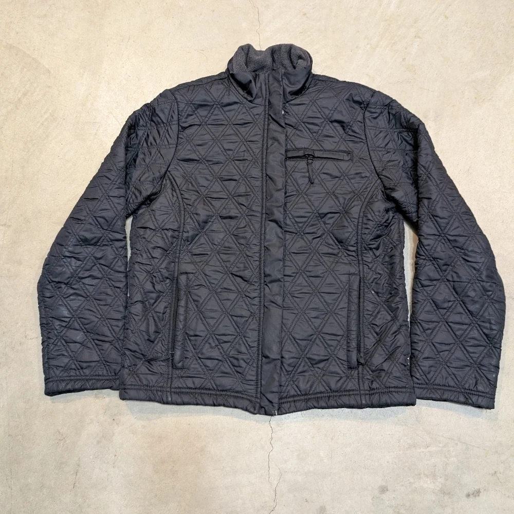 Eddie Bauer Fleece Lined Quilted Jacket Men's S Black Full Zip